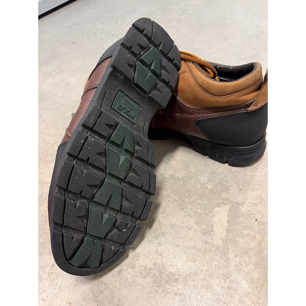 Polo Ralph Lauren Mens Brown Leather Duck Boots Buckle Strap Mid Top Lug Sole - Picture 6 of 6